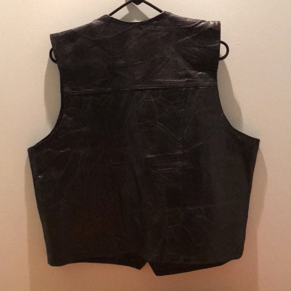 South West Territory XL Leather vest with quilted patters, pockets, front snaps - Picture 4 of 8